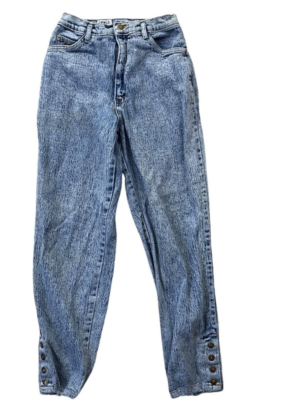 VTG 80-90s Lorielle Acid Wash Parachute Jeans Womens 9/10  Snap Hem Streetwear